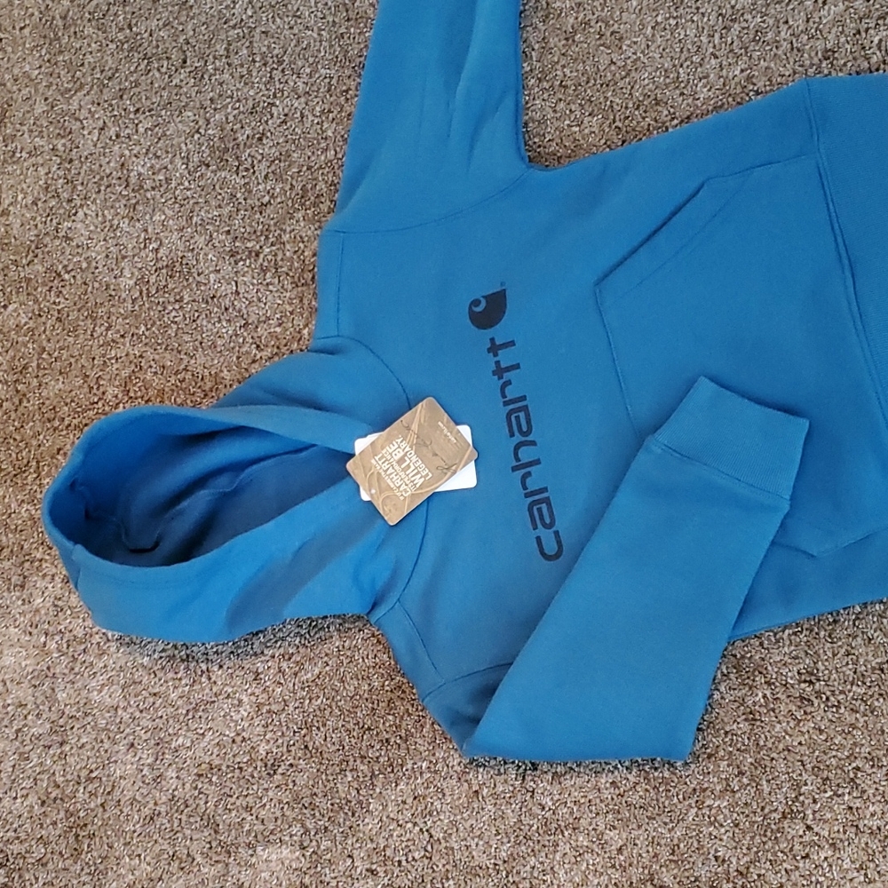 CARHARTT Blue Hoodie Sweatshirt Pullover Fleece Boys 4 NWT